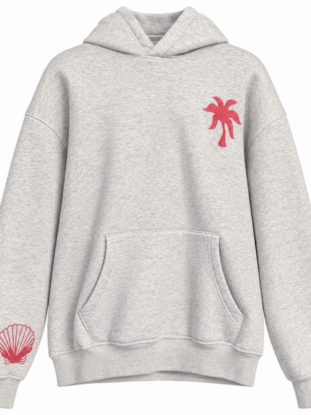 Women's Gray Hoodie with Pink Floral Back Graphic